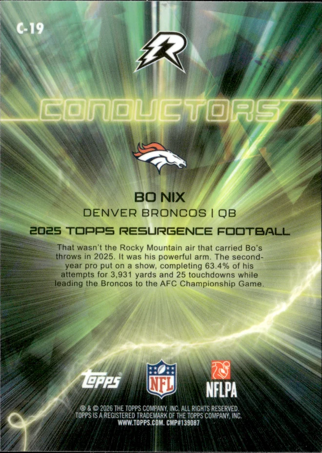 Bo Nix card back