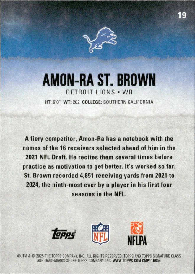 Amon-Ra St. Brown card back