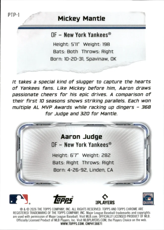Mickey Mantle / Aaron Judge card back