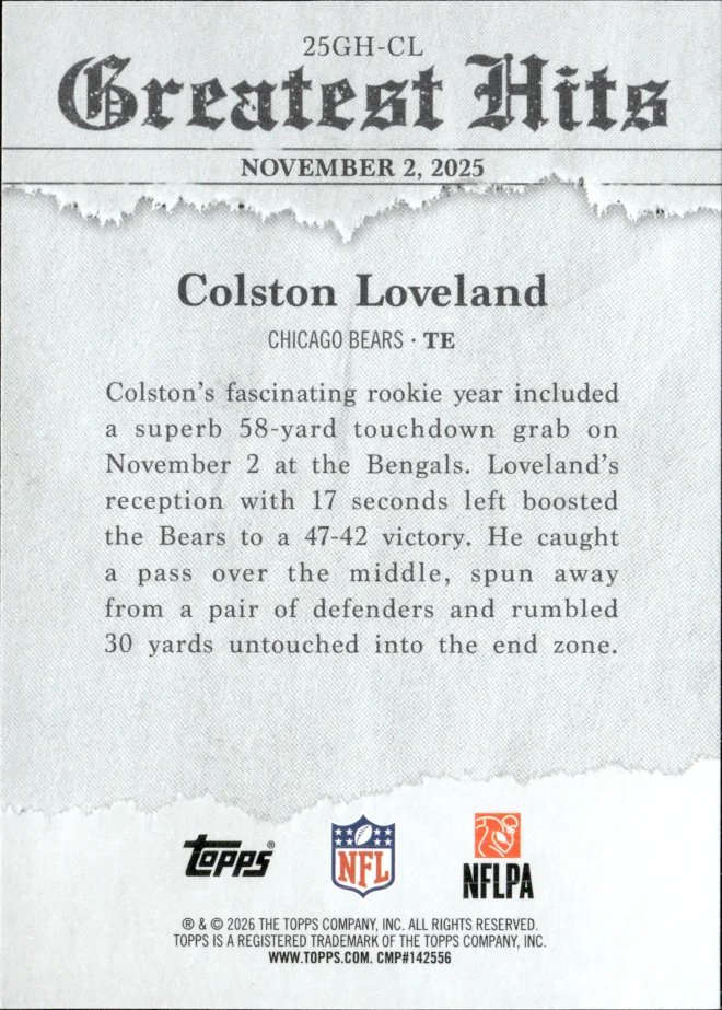 Colston Loveland card back