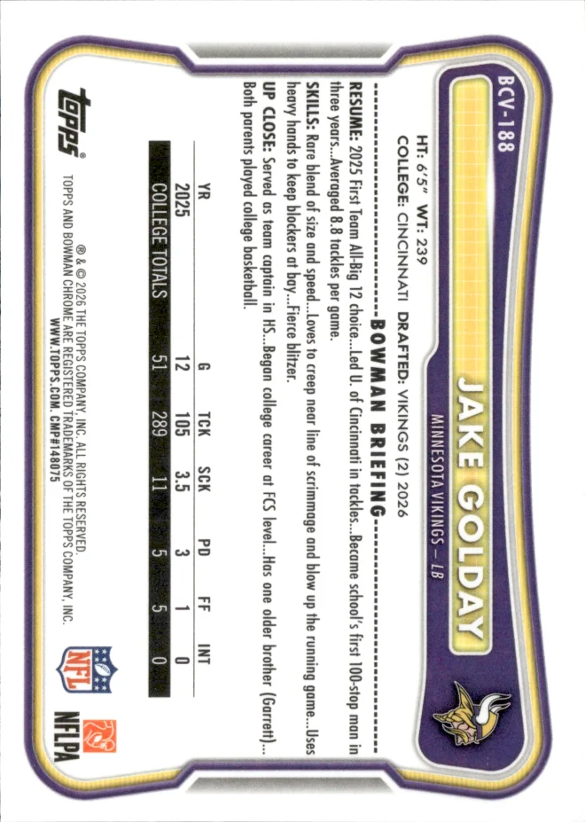 Jake Golday card back