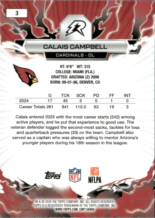 Calais Campbell card back