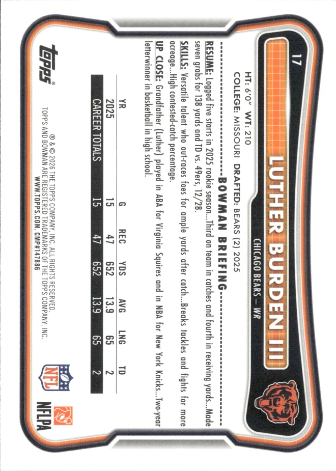 Luther Burden III card back