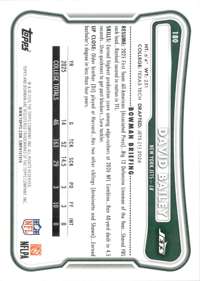 David Bailey card back