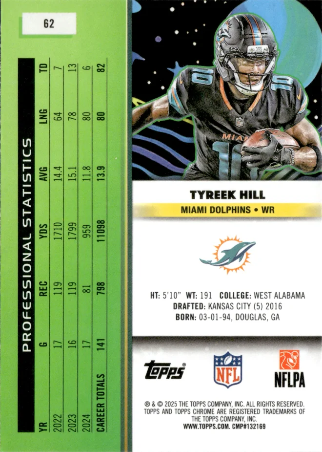 Tyreek Hill card back