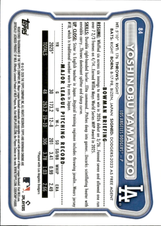 Yoshinobu Yamamoto card back