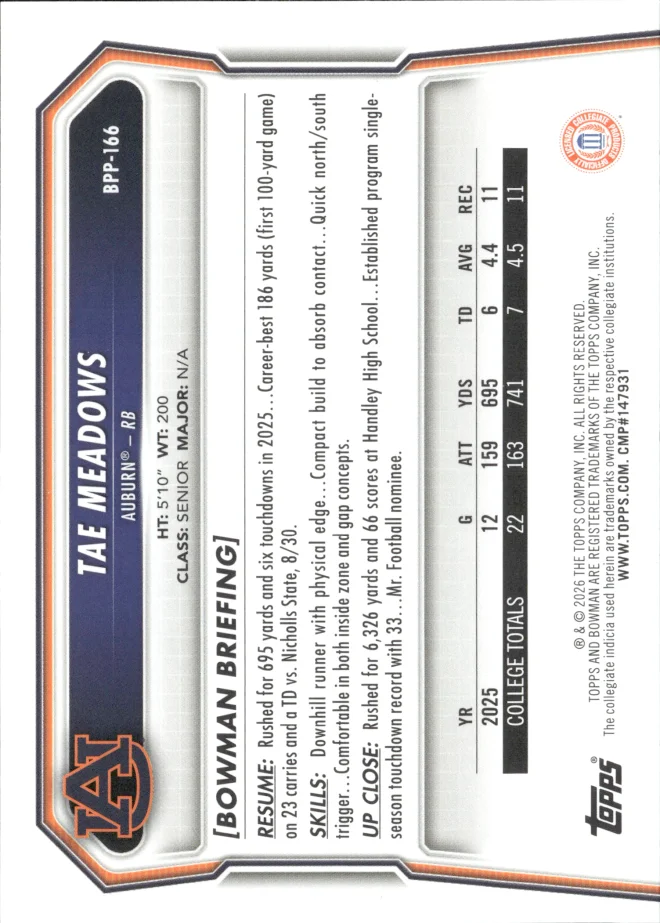 Tae Meadows card back