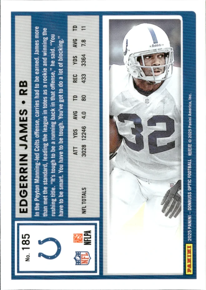 Edgerrin James card back