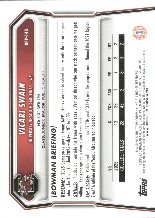 Vicari Swain card back