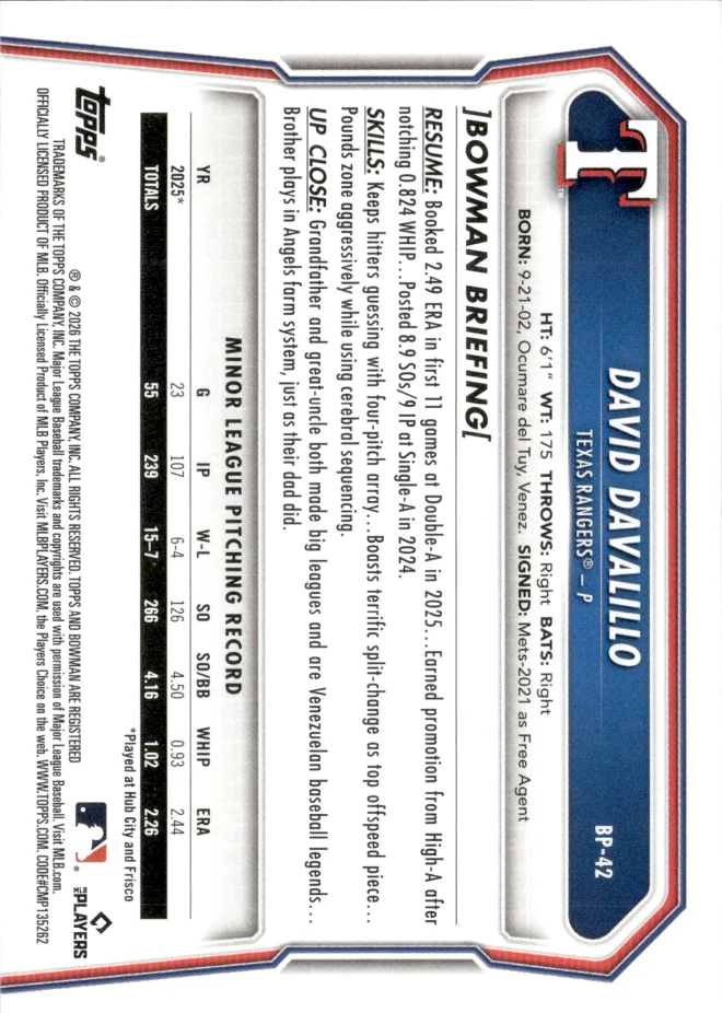 David Davalillo card back
