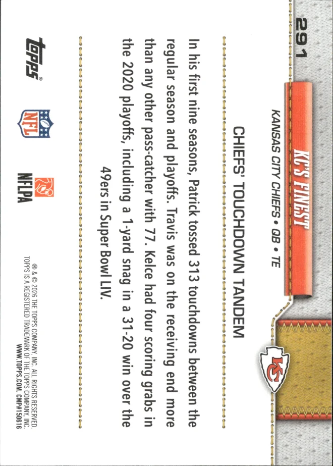 Chiefs' Touchdown Tandem card back