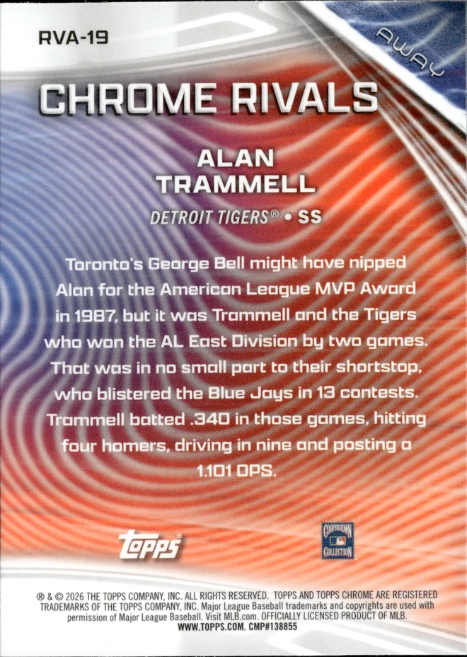Alan Trammell card back