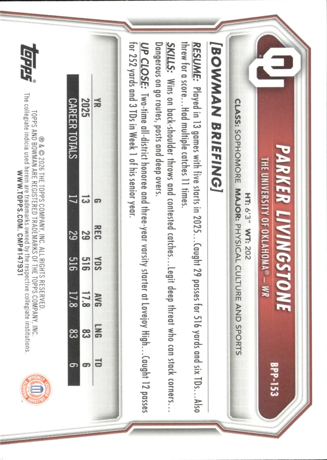 Parker Livingstone card back