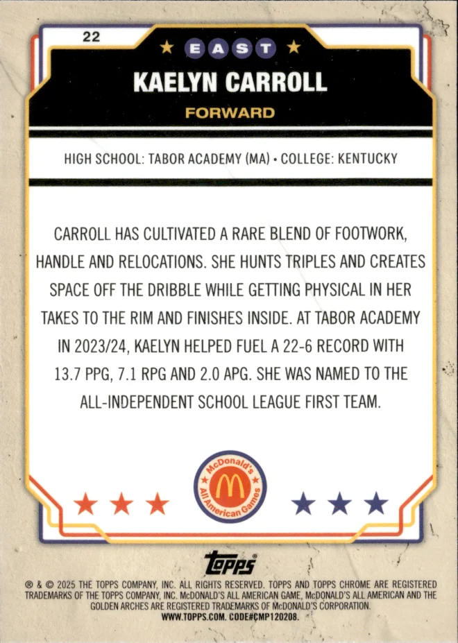 Kaelyn Carroll card back