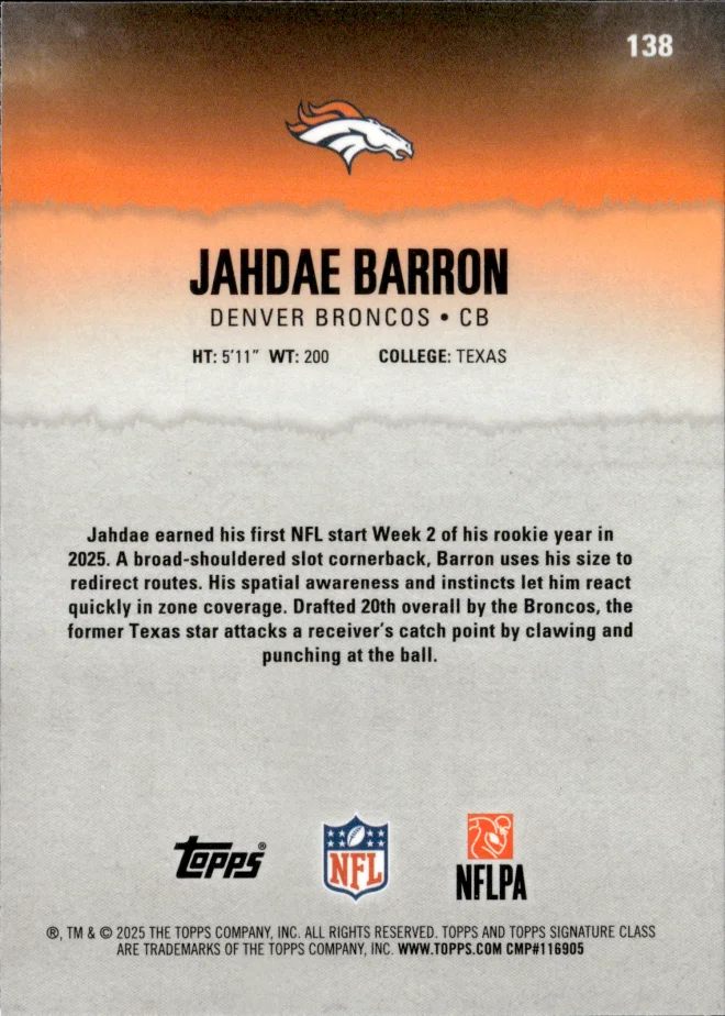 Jahdae Barron card back