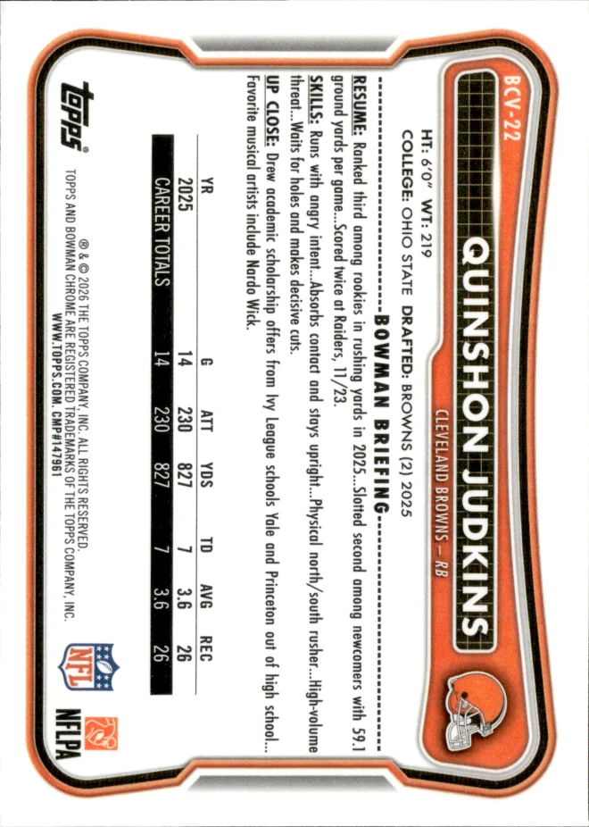 Quinshon Judkins card back