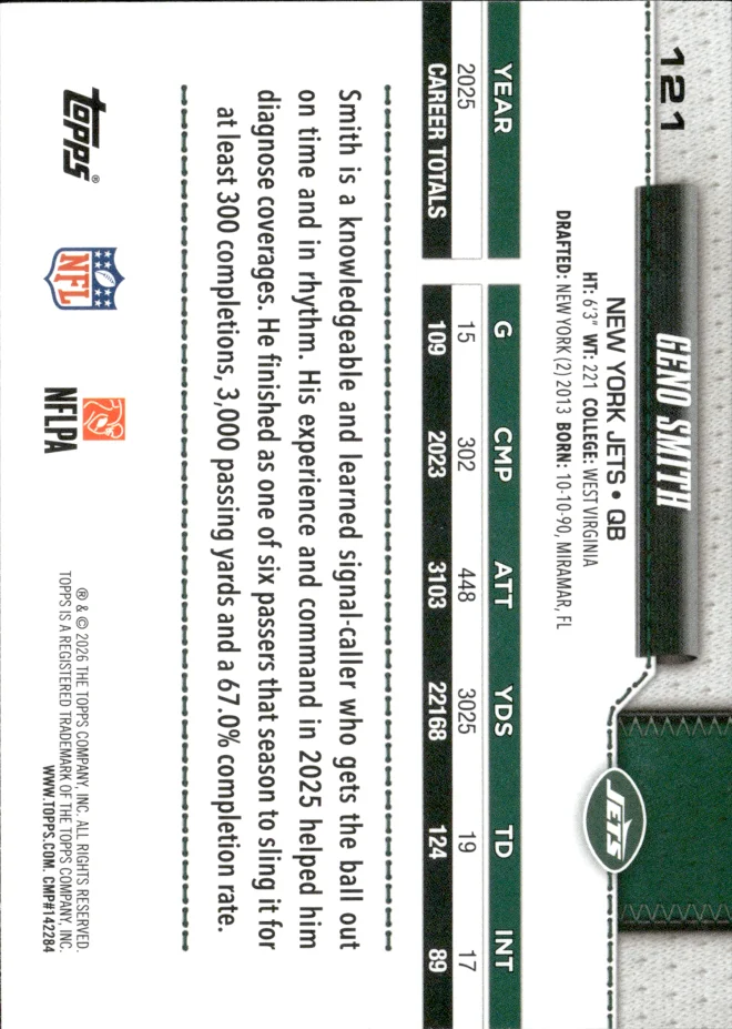 Geno Smith card back
