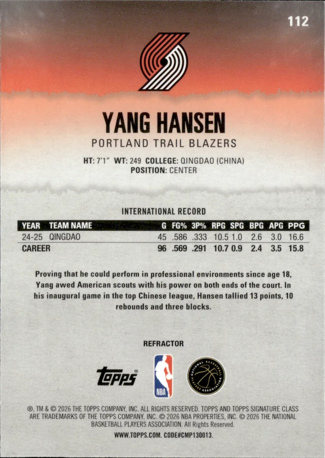 Yang Hansen card back