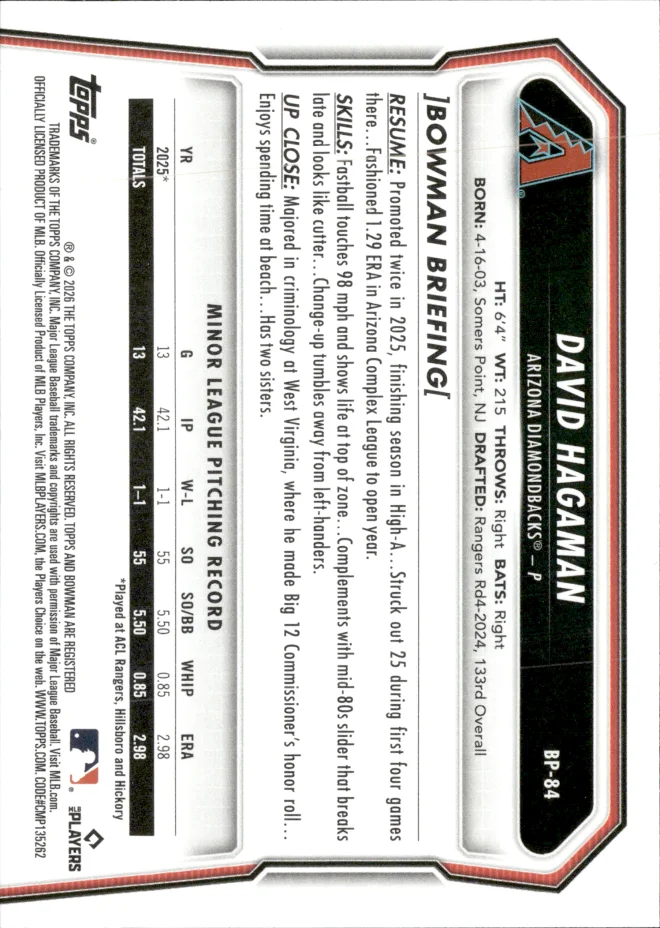 David Hagaman card back