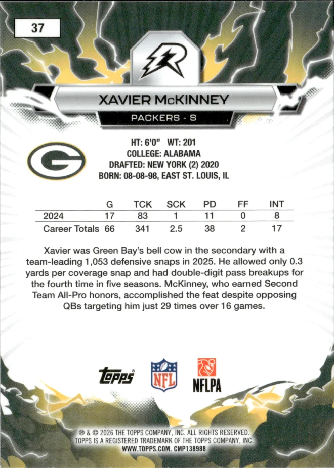 Xavier McKinney card back