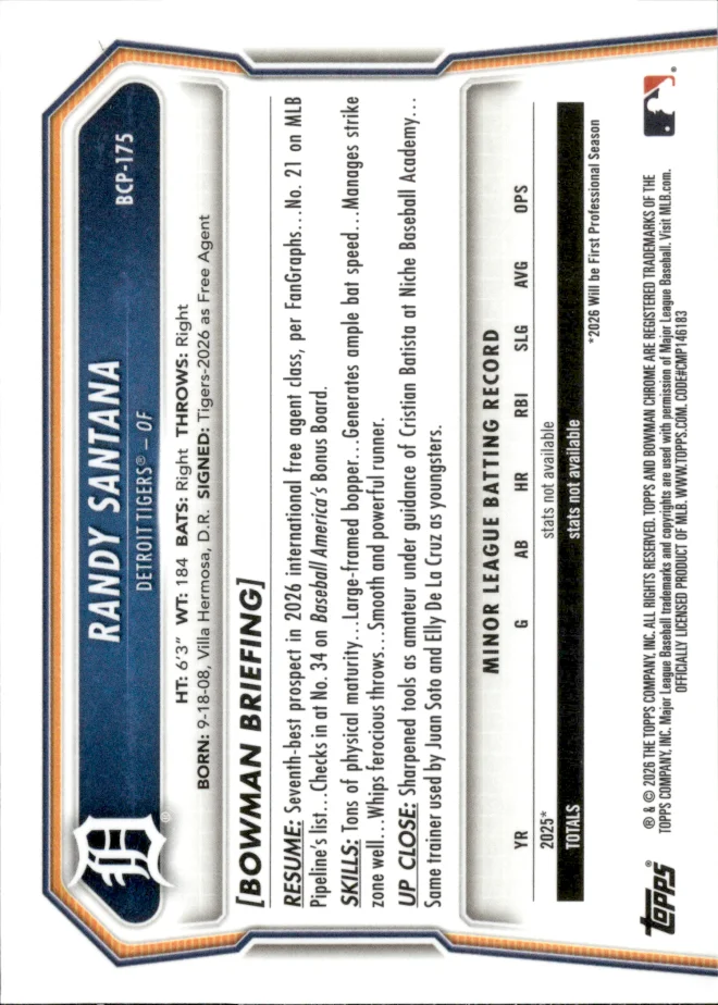 Randy Santana card back