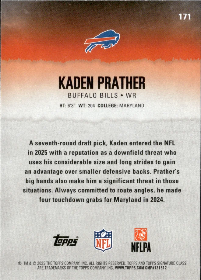 Kaden Prather card back