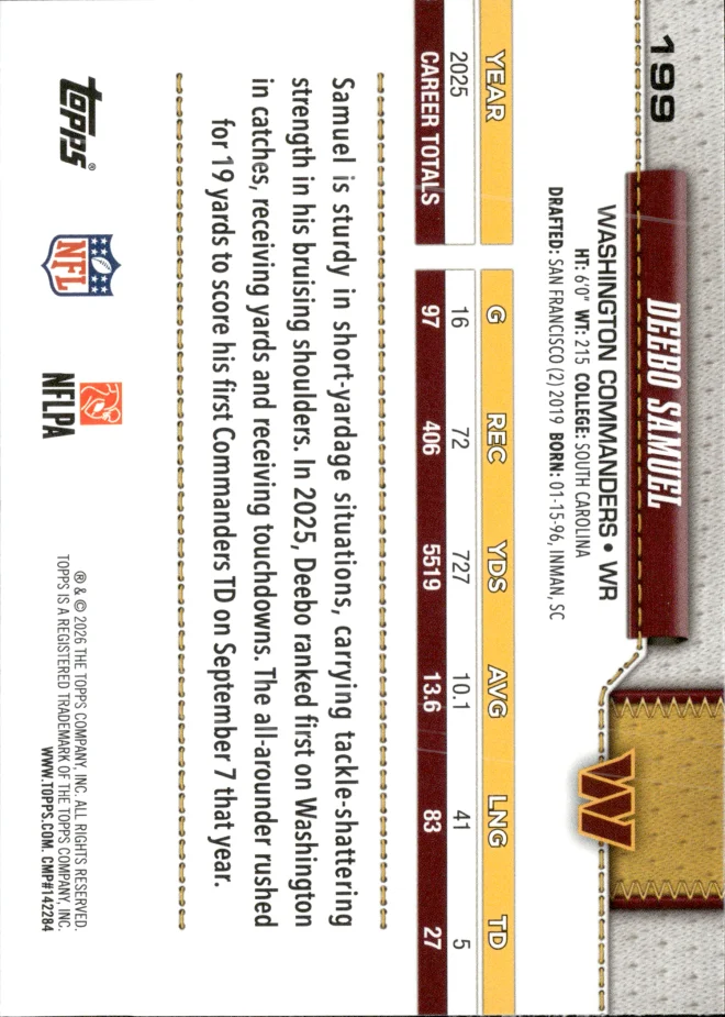 Deebo Samuel card back