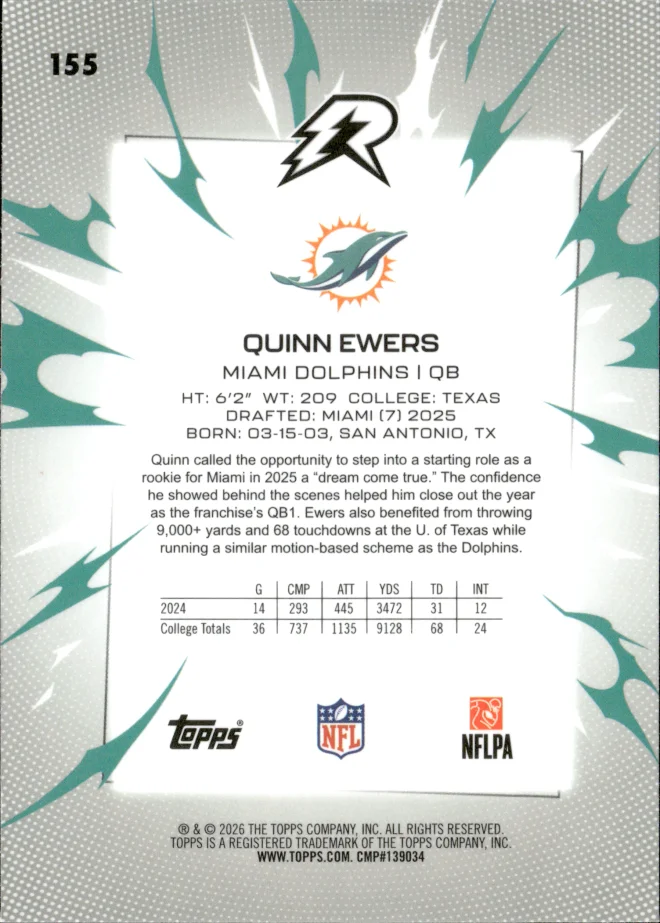 Quinn Ewers card back