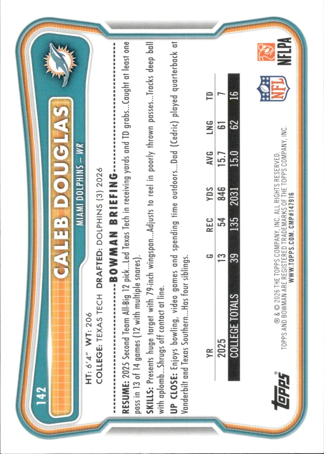 Caleb Douglas card back