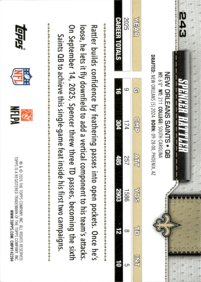 Spencer Rattler card back