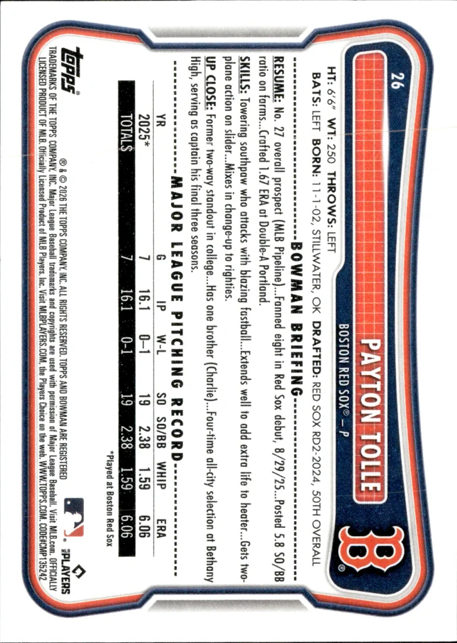 Payton Tolle card back