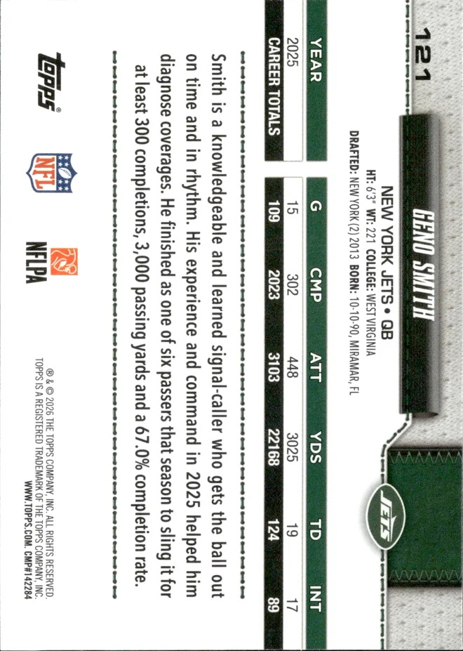 Geno Smith card back