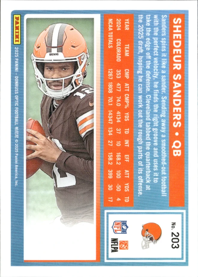 Shedeur Sanders card back