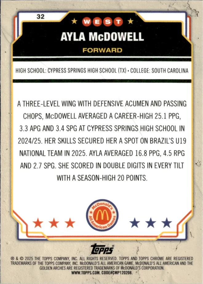 Ayla McDowell card back