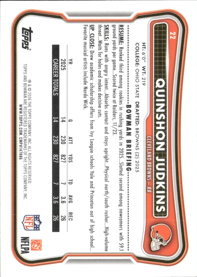 Quinshon Judkins card back