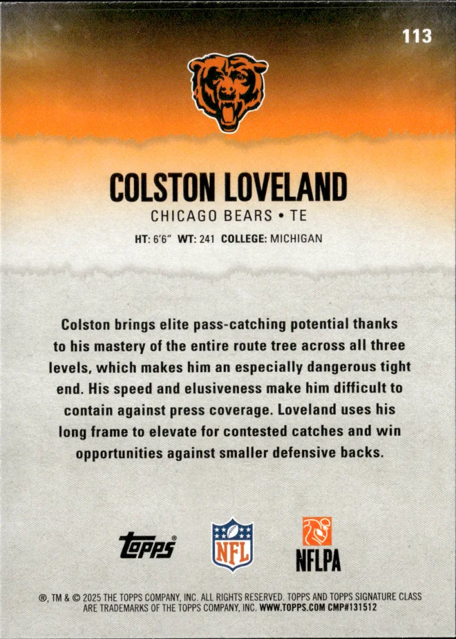 Colston Loveland card back