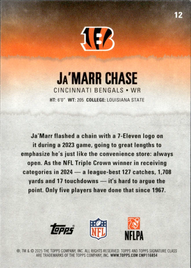 Ja'Marr Chase card back