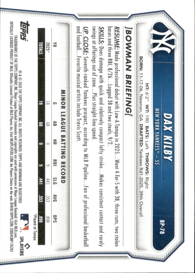 Dax Kilby card back