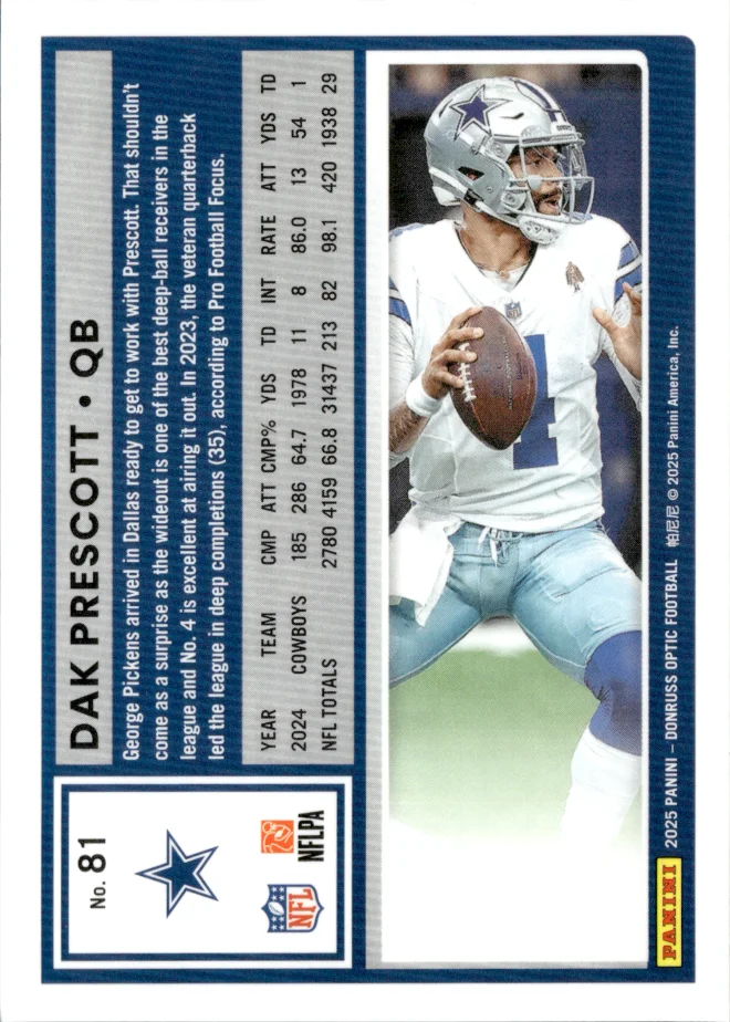 Dak Prescott card back