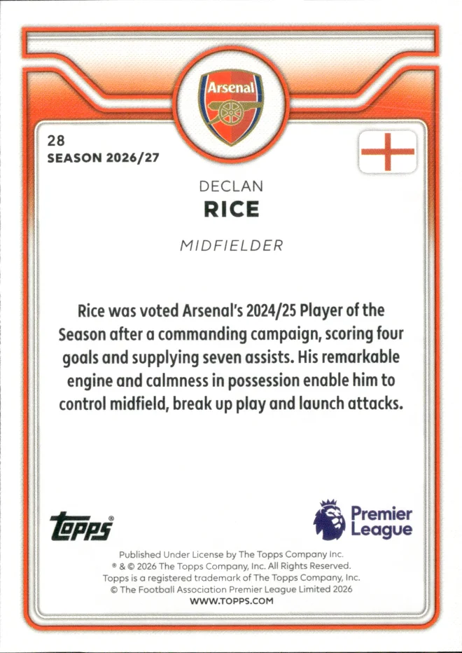 Declan Rice card back