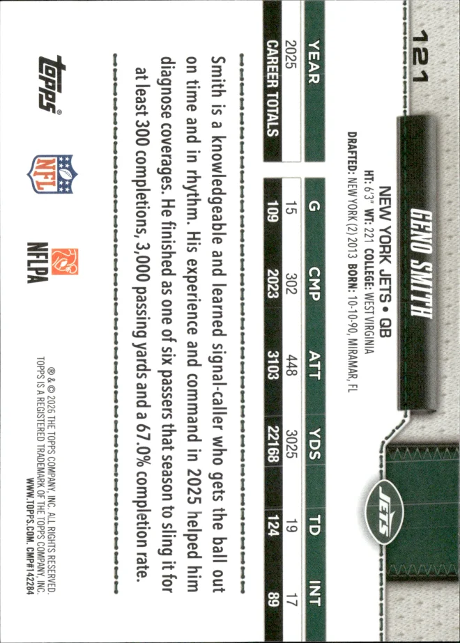 Geno Smith card back