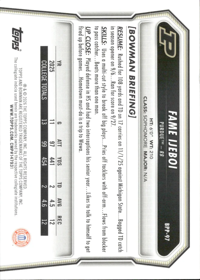 Fame Ijeboi card back