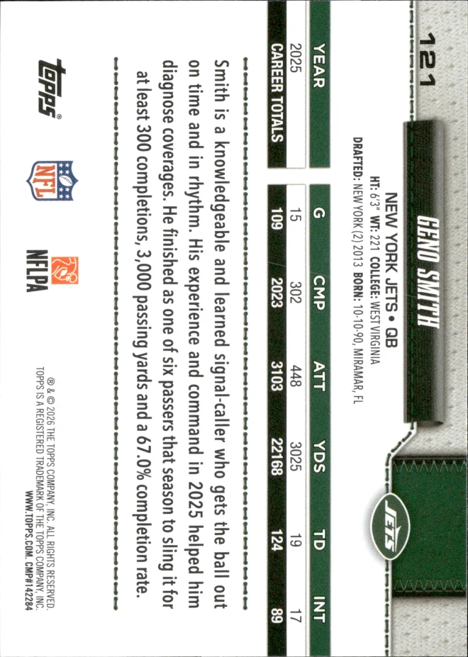 Geno Smith card back