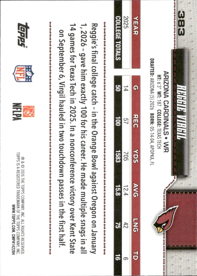 Reggie Virgil card back