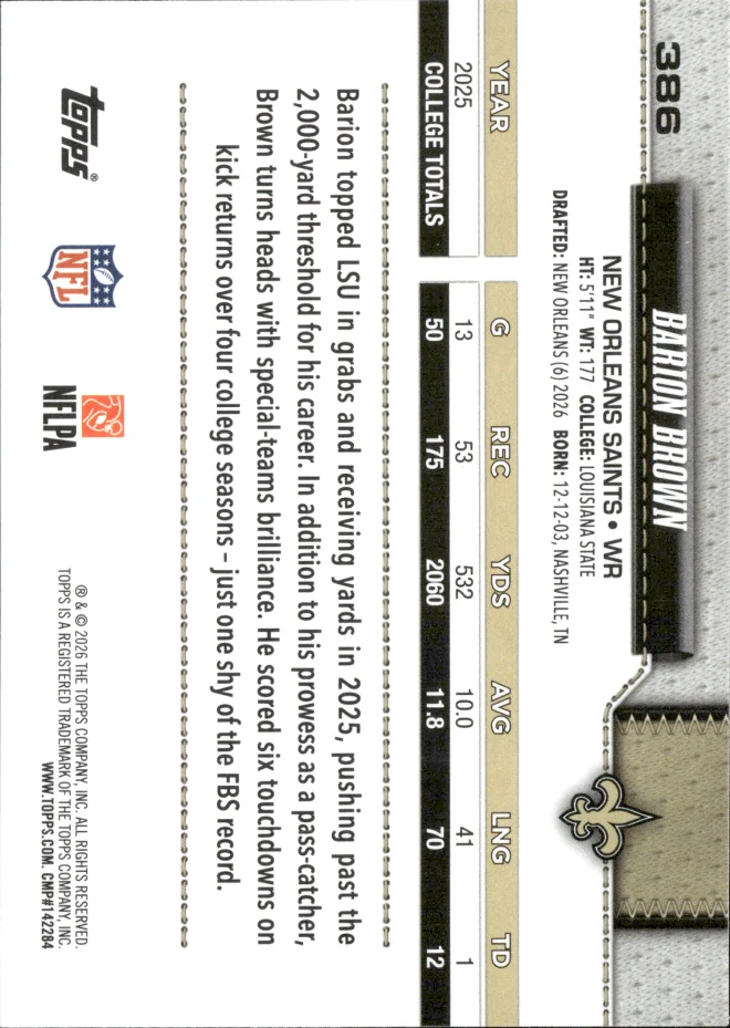 Barion Brown card back