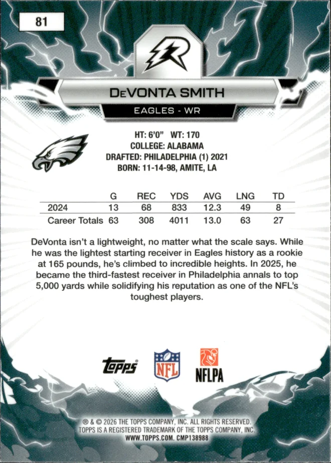 DeVonta Smith card back