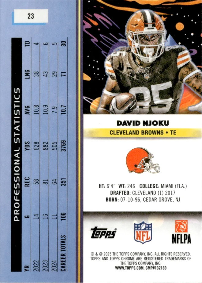 David Njoku card back