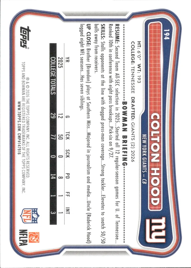 Colton Hood card back