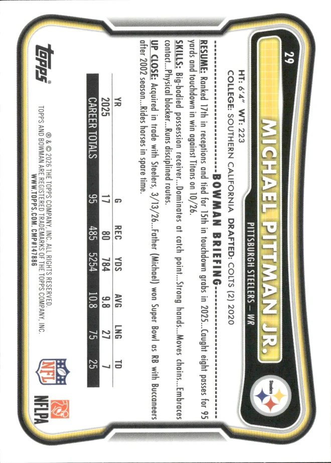 Michael Pittman Jr. card back