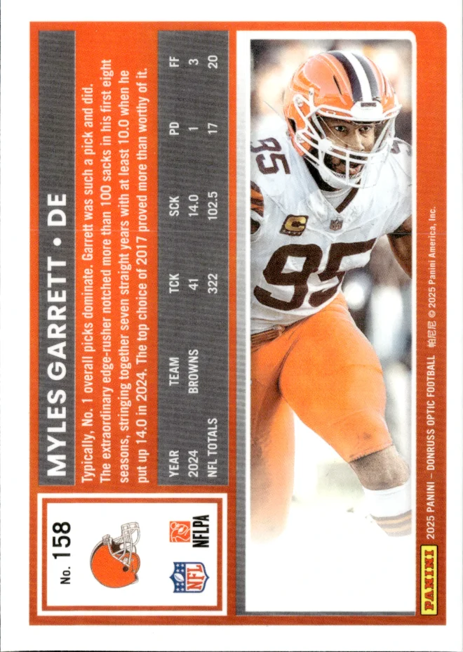 Myles Garrett card back